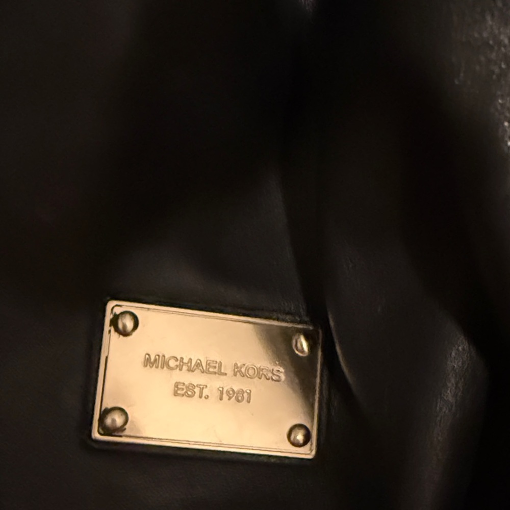 Genuine Michael Kors Black Leather Chain-Handle Shoulder Bag 14” x 15” x 6” - Picture 2 of 9